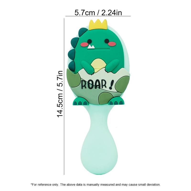 Cartoon Dinosaur Hair Comb, 1 Count Cute Detangling Brush, Travel Portable Comb Folding Mirror for Child Baby Girls Boys, Heatless Styling Tools for Kids, Christmas Gift 1