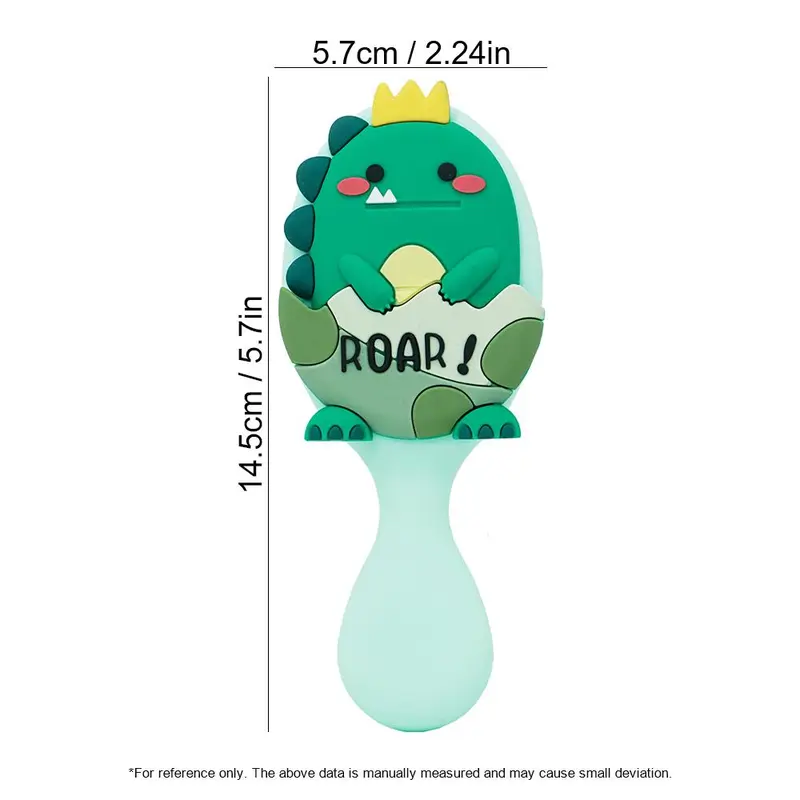 Cartoon Dinosaur Hair Comb, 1 Count Cute Detangling Brush, Travel Portable Comb Folding Mirror for Child Baby Girls Boys, Heatless Styling Tools for Kids, Christmas Gift 1