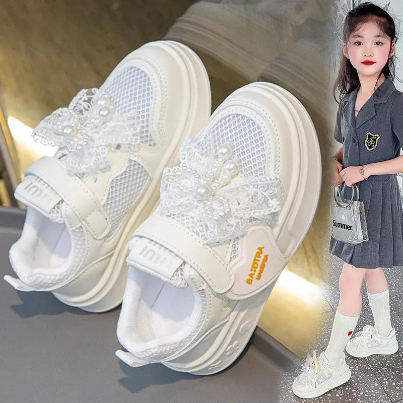 Sepatu Anak Perempuan Model  Pita Mutiara Gaya Kekinian Bisa COD