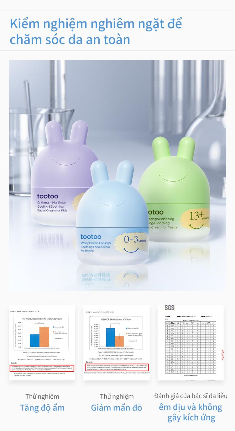 Product Introduction of tootoo Kem Dưỡng Ẩm Mặt Cho Trẻ Em Phân Theo Độ Tuổi 0-3-12 Tuổi Cấp Tốc Làm Mát Dịu Da Chống Hăm Không Dính Rít Thẩm Thấu Nhanh Kiểm Nghiệm An Toàn Cho Da Nhạy Cảm Không Cồn Không Paraben 8