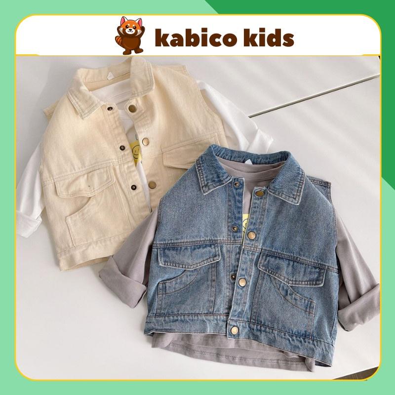   Size dưới 28kg  Áo gi lê cho bé trai và bé gái áo jeans phong cách_T4 