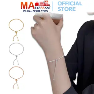 Masyarakat Pilihan Gelang Serut Wanita C27 Adjustable Bracelet Bisa Disesuaikan Diamond Rhinestone COD Bahan Alloy Gaya Casual Fitur Serut Cocok Sehari-hari dan Acara Hiasan Syal
