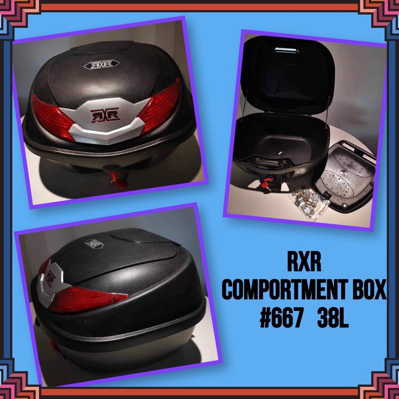 With plate Motorcycle Top Bracket Box RXR #667 38Liters silver - TikTok ...