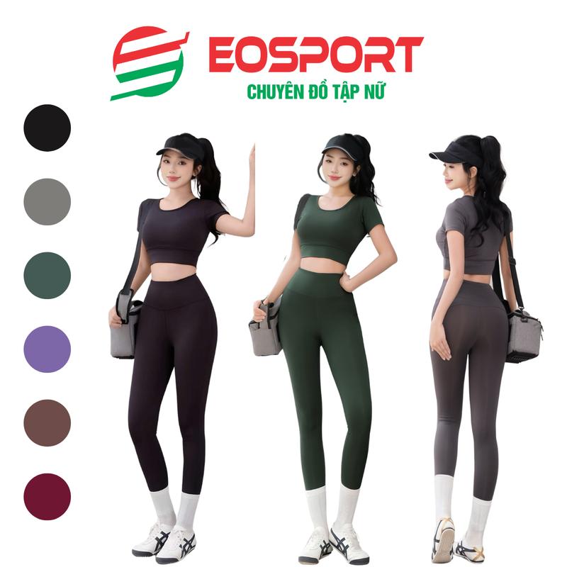 Bộ Đồ Tập Gym Yoga Nữ Quần Áo Tập Áo Cộc Tay Quần Legging Dài Kèm Sẵn Mút Chất Thun Lạnh Hàng Xuất Dư D02 Sport Chạy Bộ Tập Thể Dục