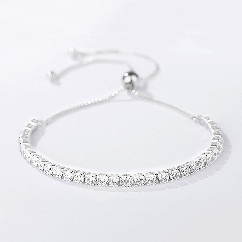 Lắc tay nữ THE SKY vòng tay dải đá dây rút xinh xắn có thể tuỳ chỉnh theo tay đeo TSLT014 vòng tay tennis vòng tay đá zircon