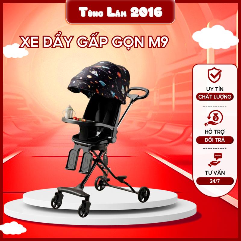 Xe đẩy phiên bản mới 2024 bàn ăn dặm cho bé có màn che lò xo giảm sóc m9 Voi