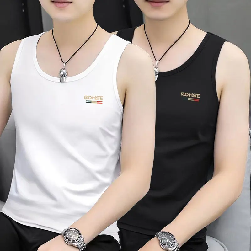 Men's Vest New Fashion Pullover Slim round Neck Slim Vest Sports Undershirt Trendy Wild Vest Men Menswear Lingerie Tops Human Casual Tropical Wetsuit
