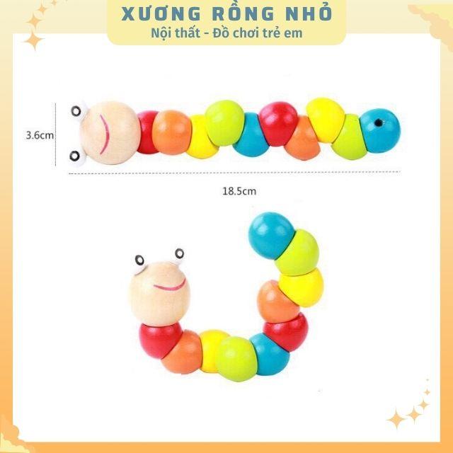 Đồ Chơi Con Sâu Gỗ - Uốn Dẻo - Nhiều Màu Sắc, đồ chơi gỗ phát triển trí tuệ, giáo cụ montessori, Xương Rồng Nhỏ 5