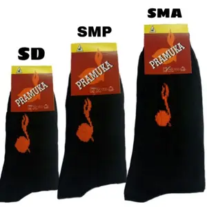 Paket 4 Pasang Kaos Kaki Fashion Sekolah Pramuka Hitam Panjang Motif Tunas Kelapa Sergam SD SMP SMA Anak Laki-laki & Perempuan