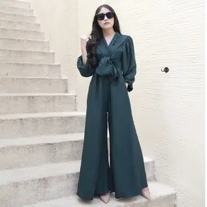 MyVilova - Jumpsuit Crinkle Airflow M L XL Lengan Balon Fashion Muslim Wanita Kekinian Bisa COD Jumpsuit Wanita Terbaru Gamis Terbaru One Set Crinkle Terlaris