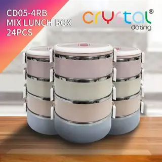 Rantang Susun 4 Stainless Warna Warni Polos | CD05-4RB Simple Steel