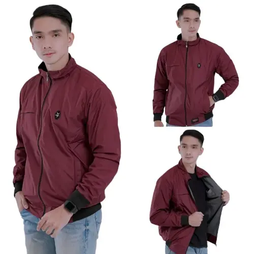 Jaket Motor Taslan Waterproof Pria  Original REBEL ID Jaket Parasut Tebal  Casual Nyaman -GIBRANSTORE Distro Keren  Cowok Bomber 6