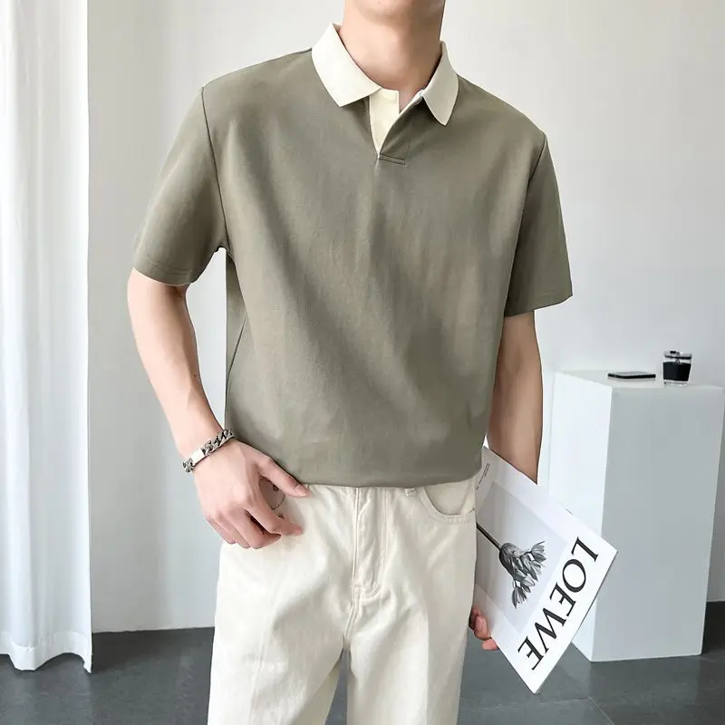 Áo Thun Ngắn Tay, Phong Cách Mỹ, Dành Cho Nam Giới, Áo Polo Mùa Hè, Thương Hiệu Thời Trang, Cổ Áo, Vai Plol, Cao Cấp, Ruan Đẹp Trai, Tay Cánh Dơi