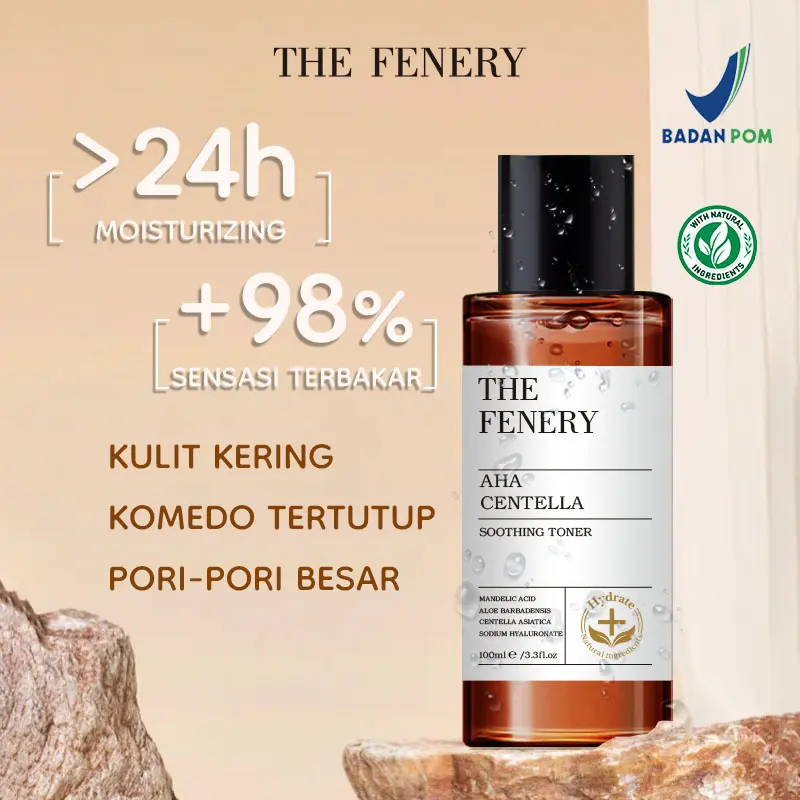 The Fenery AHA Centella Soothing Toner 100ml - Eksfoliasi Wajah Gently Exfoliates  Removes Acnes & Bumps Cleanser Whitening Dark Spot Skincare - Toner Wajah Pencerah Mencerahkan Pelembab Niacinamide Panthenol Perawatan Glycolic Hyaluronic Hydrating Acid