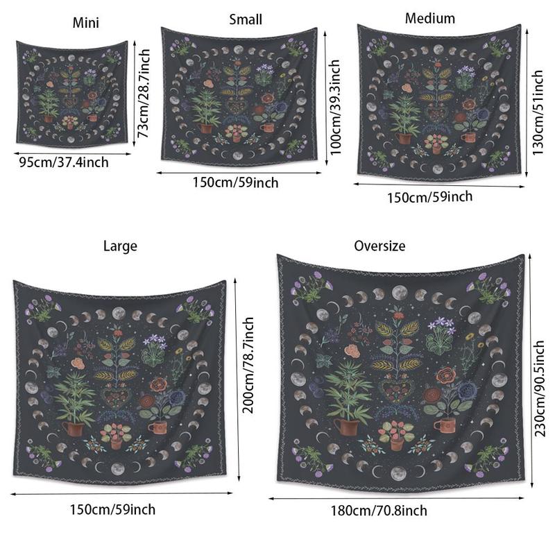 Decor Wall Art, 1 Count Moon & Plant Pattern Tapestry, Wall Hanging Decor Background for Home Bedroom, Cozy Room Accessories, Home Decor Ideas 1
