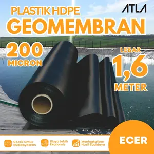 Plastik Geomembran 1.6 Meter 200 Micron Hitam Plastic Geomembrane HDPE Terpal Kolam Ikan Koi Lele 1.6M M 1.6Meter Ecer