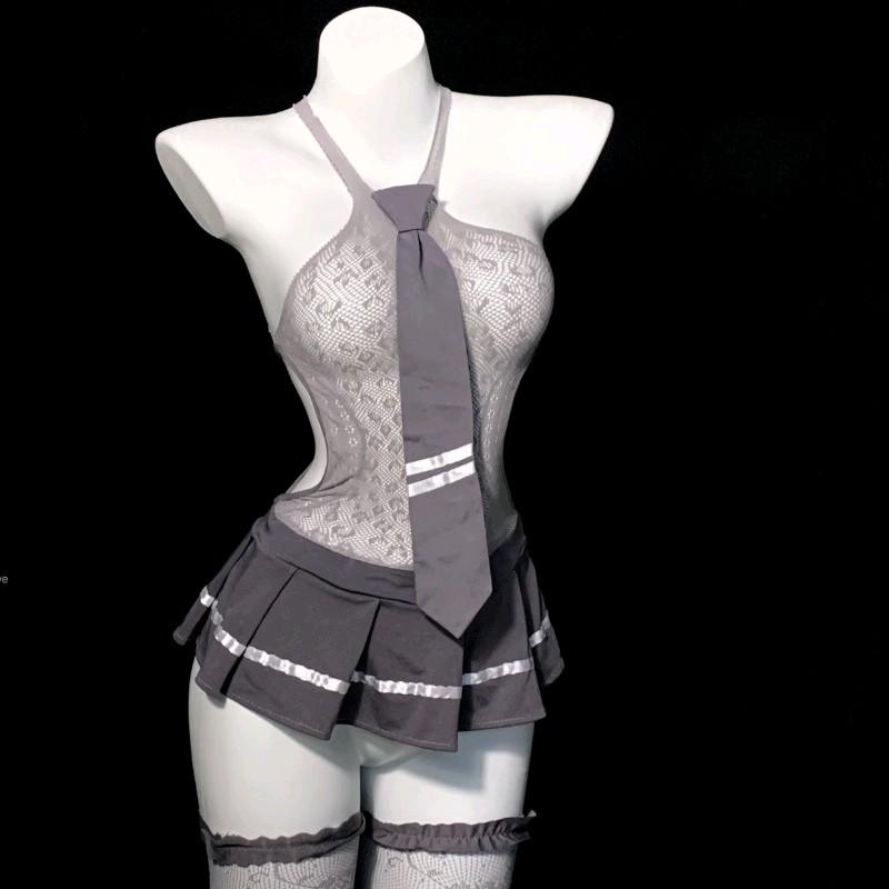 C57 đồ bộ hóa trang học sinh nữ sinh thun lưới chubby bigsize siêu co dãn mềm mại kèm tất đùi 0