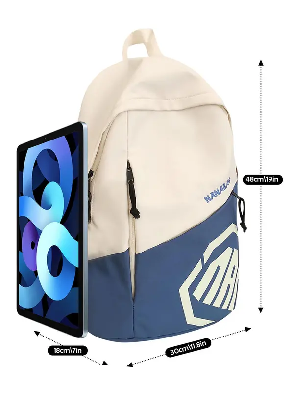 Fashionable Colorblock Backpack, Large Capacity Casual Backpack for Men & Women, Trendy Versatile Student School Bag for Daily Use 1