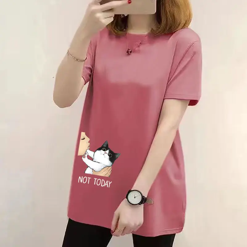 long t shirt women short sleeve casual long blouse women clothes plus size long top women