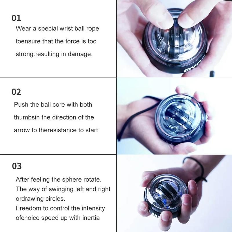 Product Introduction of 1pc Gyro Ball Wrist Ball Power Trainer Ball Strengthener and Forearm Strengthening Exerciser Home Gym Fitness Equipment 3