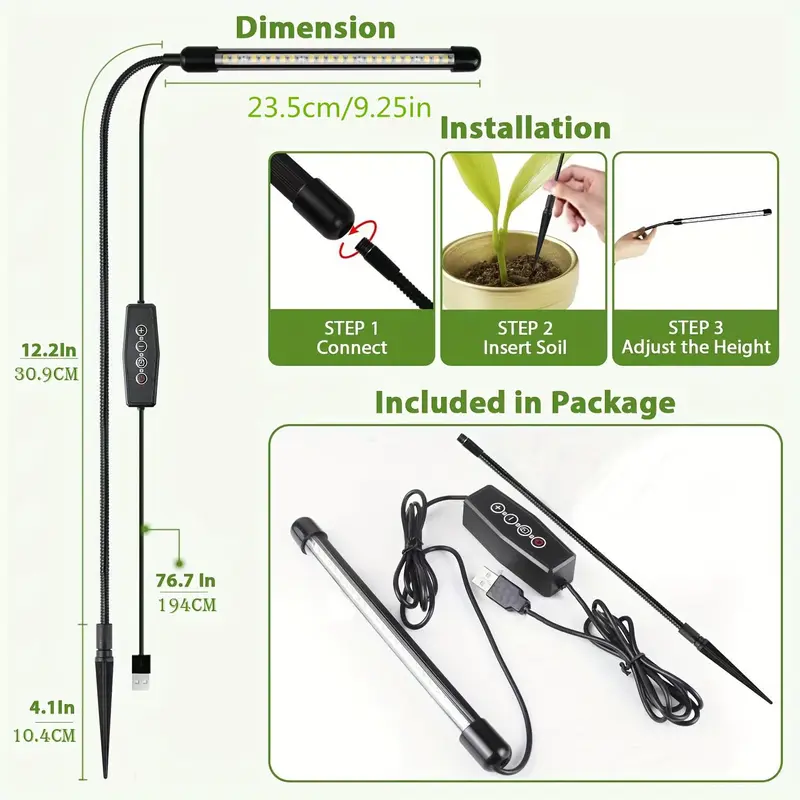USB Powered Plant Growth Light, Full Spectrum Plant Growth Lamp with Auto Timer & Dimming Function, Suitable for Indoor Plants, Seeds, Succulents and Small Gardens 1