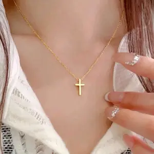 GRATIS GELANG - #126 Kalung Salib Polos Titanium Perhiasan