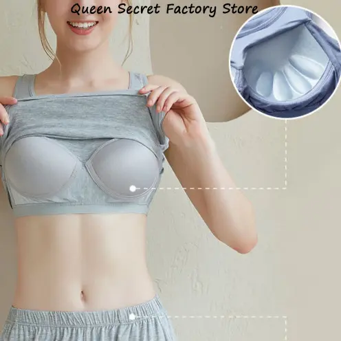 Áo Ngực Vải Modal, Thiết Kế 2 Trong 1 Cho Nữ, Áo Ba Lỗ Có Đệm, Áo Thun Đường Kẻ Vuông, Làm Bằng Bông 2