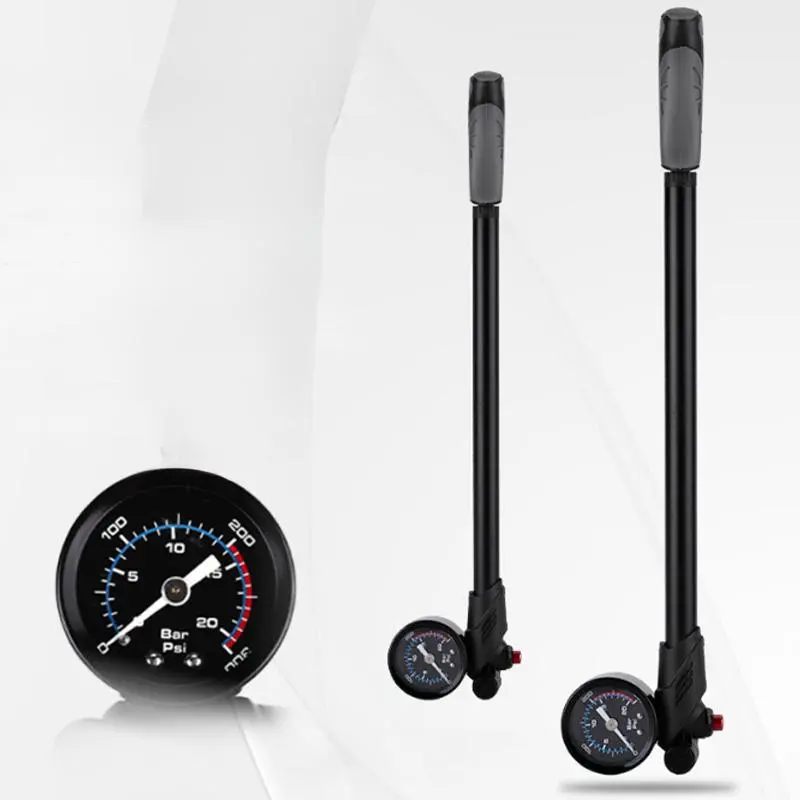 Bicycle Front Fork Pump, 1 Count Aluminum Alloy High Pressure Air Pump with Pressure Gauge, Universal Bicycle Inflation Pump, Bicycle Accessories