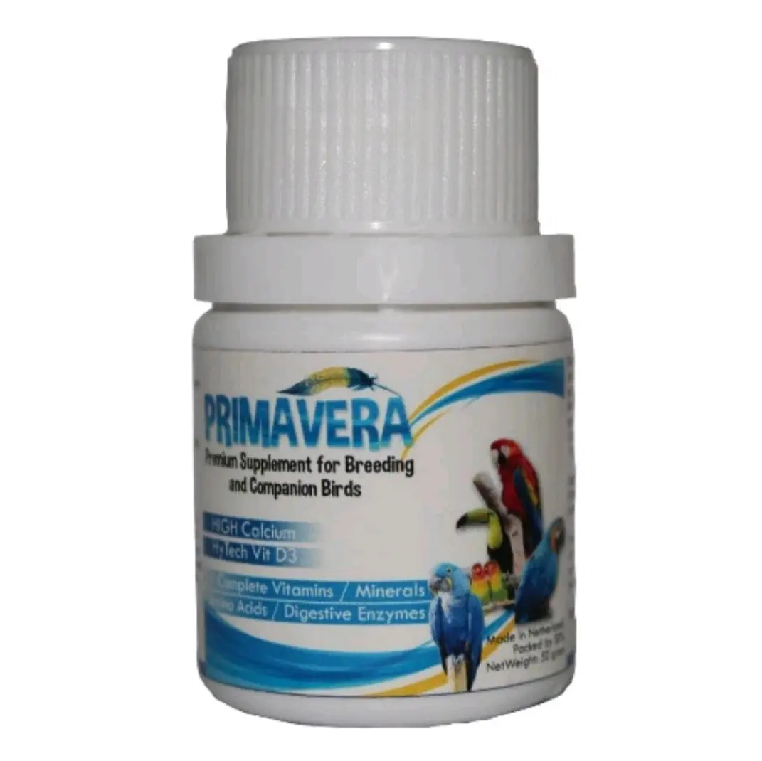 Primavera: Vitamin dan mineral khususnya kalsium untuk burung. 50g