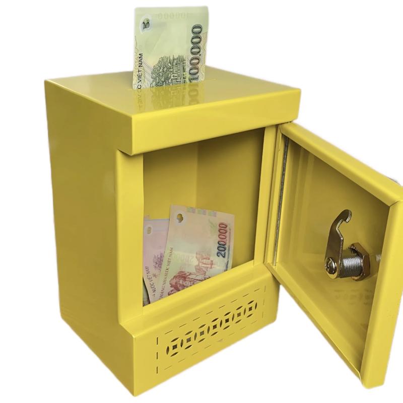 Tủ sắt mini tiết kiệm 15x20, tủ hoa văn kim tiền & khoá chìa 15x20 ( sản phẩm được kèm 2 chìa khoá )