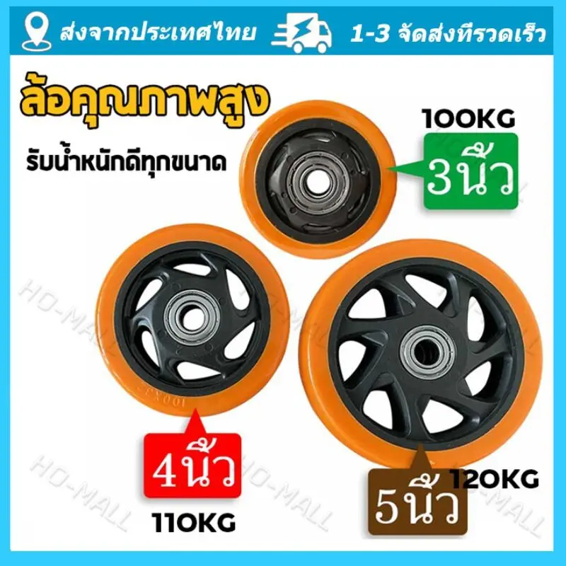ล้อรถเข็น 3/4/5 นิ้ว ล้อเปล่า(พร้อมลูกปืน 1 ลูก) ล้อยูรีเทน  เงียบและทนต่อการสึกหรอ ขายตรงจากโรงงาน โหลดสูงมาก คุณสมบัติครบถ้วน กรุงเทพฯส่ง