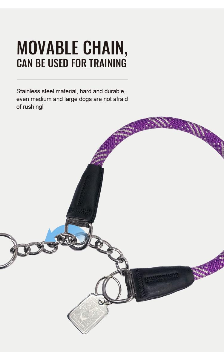 Product Introduction of Truelove Pet P-Collar New Strong Metal Stainless Steel Nylon Braided Large Rope Training Dog Premium Designer Luxury TLC5374 4