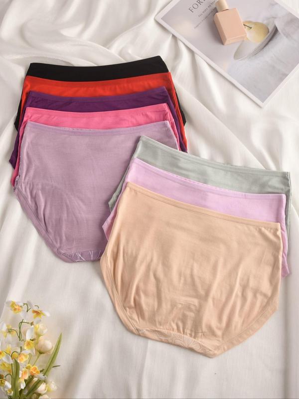 Women's Solid Color Floral Pattern Mid Waist Panty, Soft Comfortable Breathable Knicker for Daily Wear, Ladies Underwear for All Seasons 1