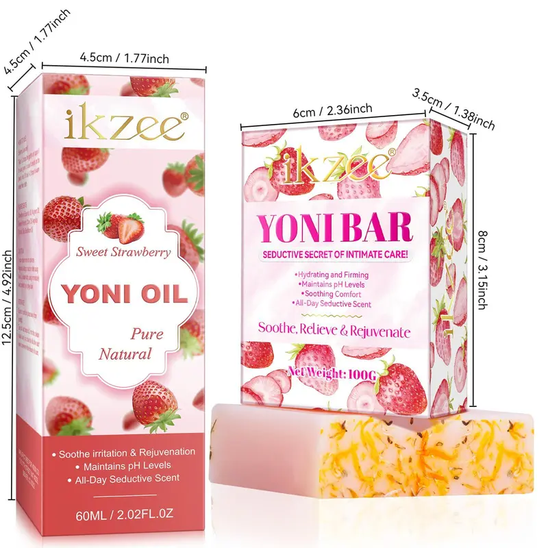Strawberry Flavor Bath & Body Care Set, Including 1 Count Oil & 1 Count Soap, Women's Cleansing and Care Set 1