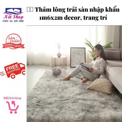 Thảm lông trải sàn nhập khẩu size 1m6x2m decor phòng ngủ, phòng khách,sofa