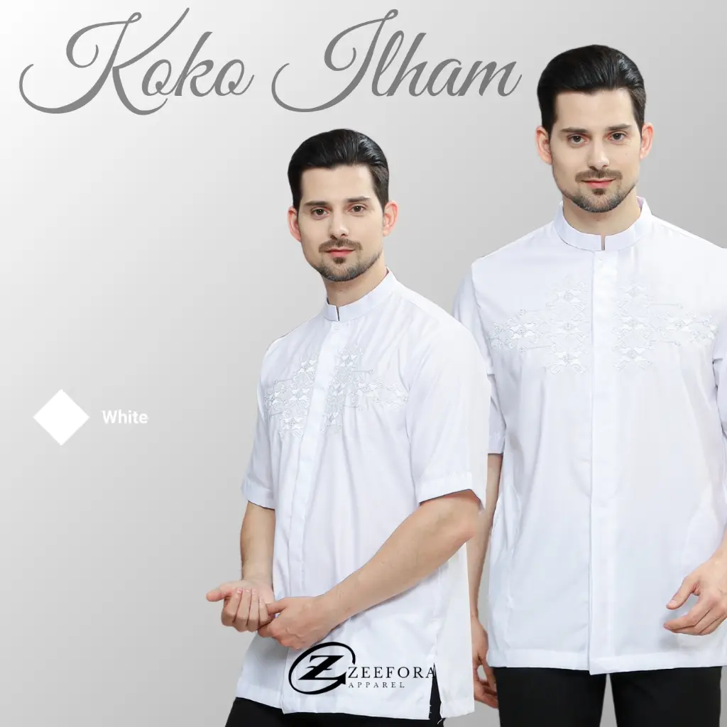 Baju Koko Muslim Ilham / Baju Muslim Basic Pakaian Pria Dewasa Lengan Pendek Kualitas Premium