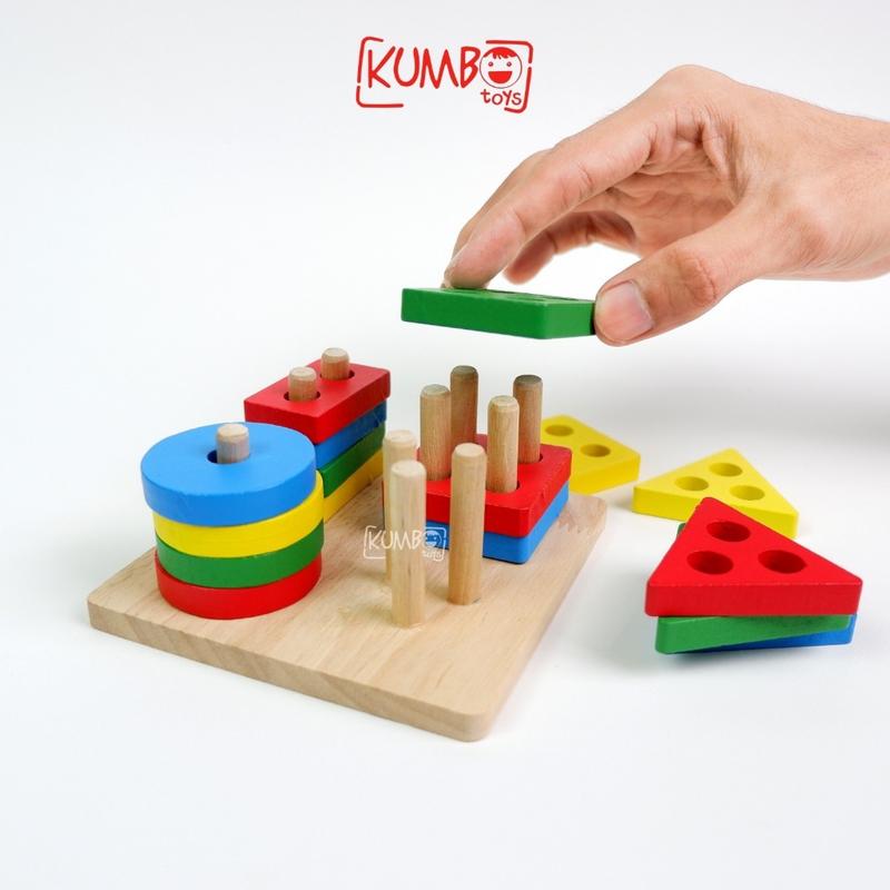 KUMBOTOYS Mainan Edukasi Anak Basic Shape Kayu Balok Geometri Puzzle 3D ...