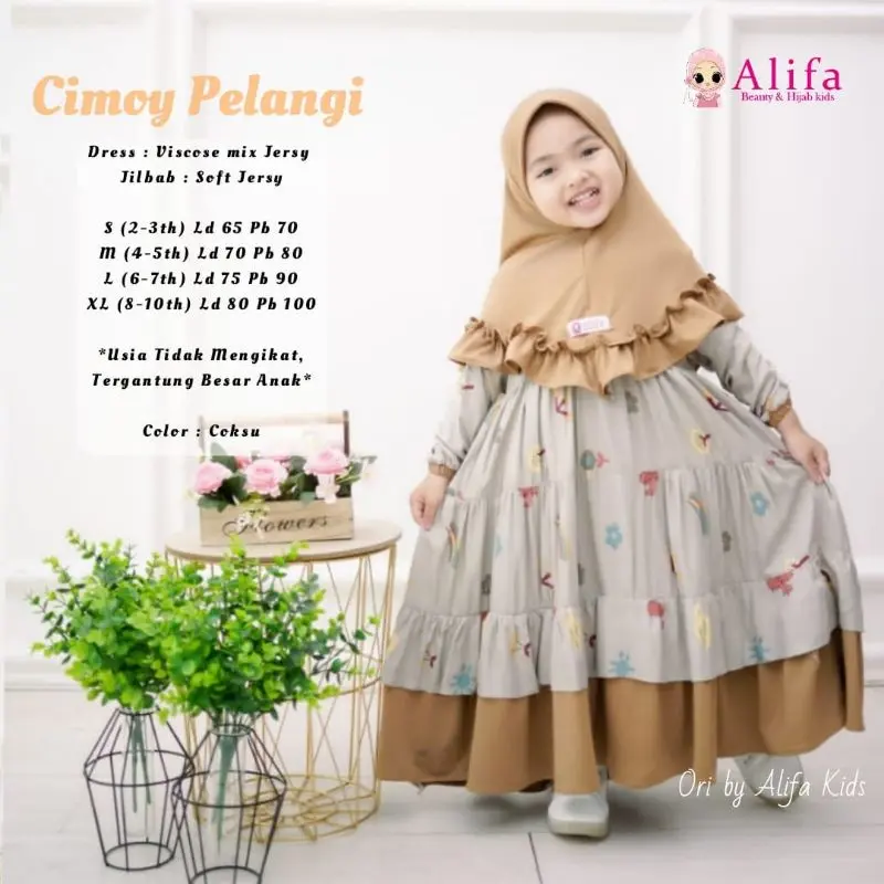 Original Gamis Anak Cimoy Alifa Baju Anak Perempuan Murah Syari