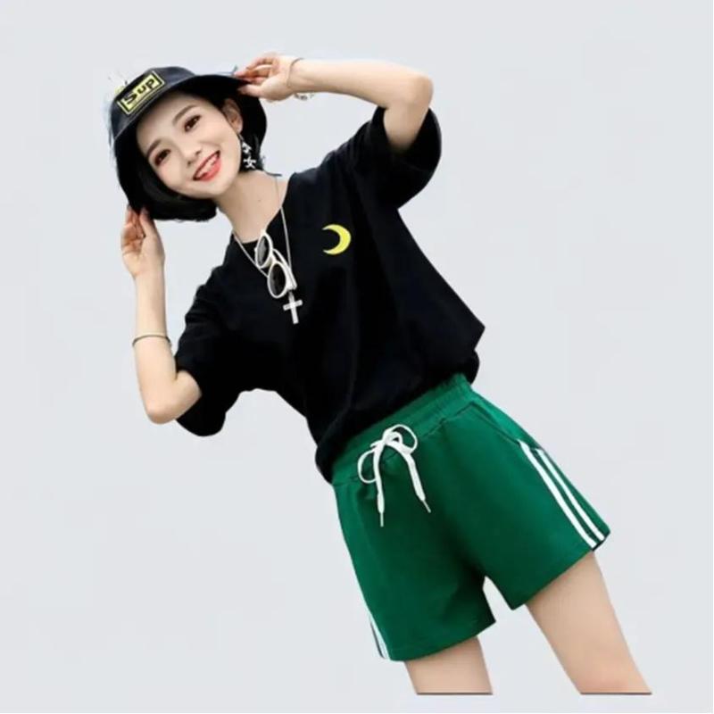 Quần đùi nữ Màu Đen, quần short thun nữ 2 sọc chất thun cotton thoải mái thoáng khí sport thun Quần Ngố Tập Thể Dục 9
