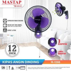 MASTAP Kipas Angin Dinding 12 Inch" M-1288 dengan Tali Pengatur Kecepatan Mesin Baling