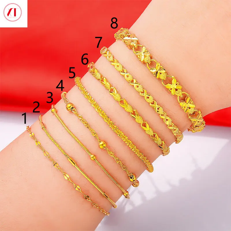 XT Jewellery Korea 24k Tthin Bracelet Fashion Woman 916 Original Gold Plated