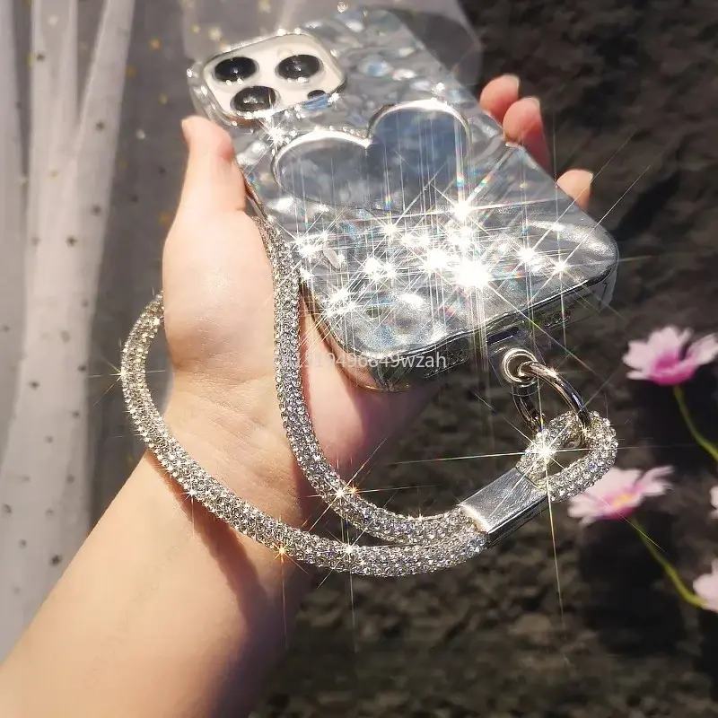 Luxury Sparking Rhinestone Phone Lanyard Wrist Strap, Premium Diamond Encrusted Hand Wristlet, Fashionable Mobile Accessory