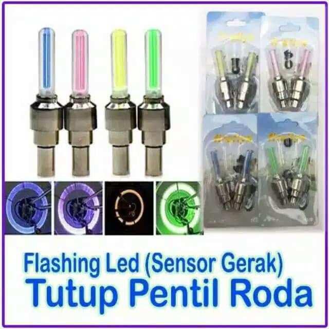 2pcs Lampu LED Tutup Pentil Ban Nyala Motor Mobil Tutup Pentil Nyala Car 0