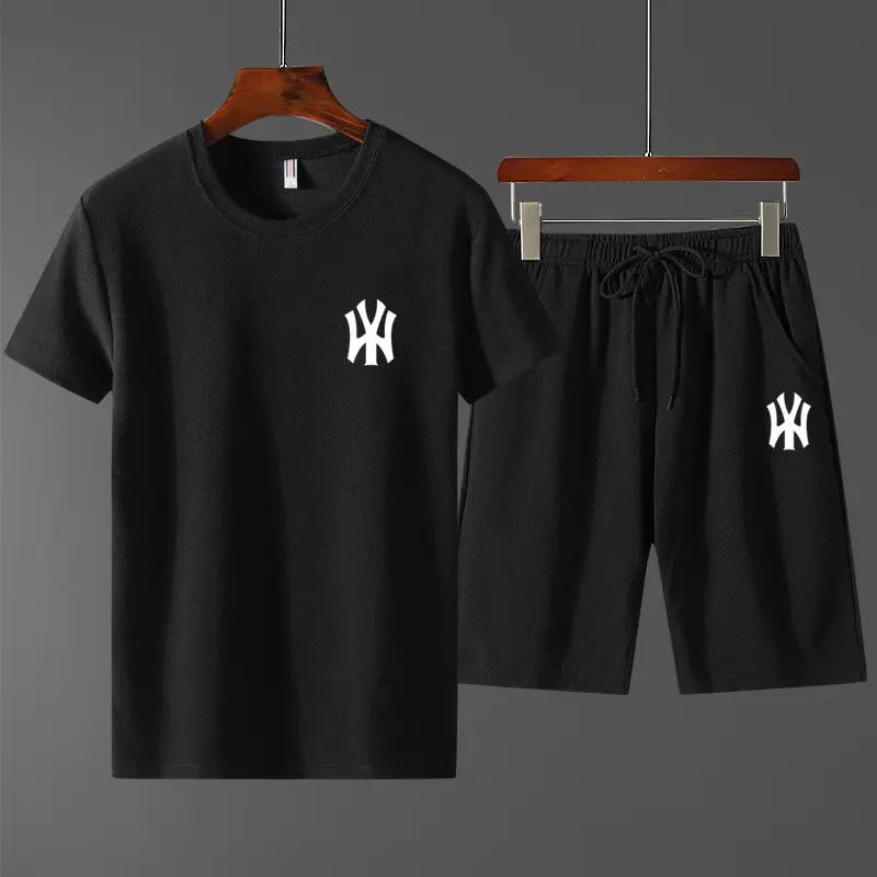 Bộ Đồ Thường Ngày Cho Nam, Bộ Đồ Thể Thao Mới Mùa Hè 2020, Màu Trơn In Hình NY, Áo Phông Và Quần Đùi Nam, Bộ Đồ Hai Mảnh, Quần Áo Thể Thao, Dáng Rộng Vừa Vặn 1