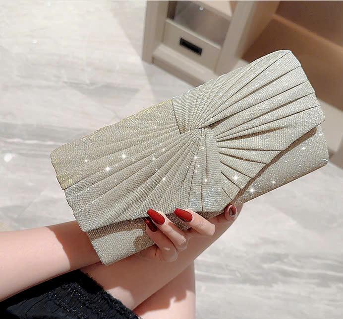 Clutch nữ cầm tay Túi dự tiệc kèm dây đeo sang chảnh LILA CVX20 Kem Da Lady