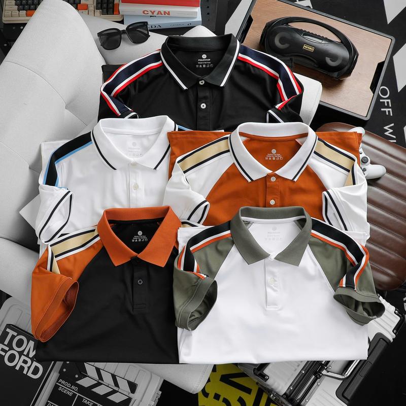 Áo Polo nam nữ ABFIT chữ B cổ bẻ thun CVC co dãn thoáng mát , hút mồ hôi , phối trơn viền ngắn tay trẻ trung cotton  Menswear Shirt trắng đen , cho bố A38 Nhung Có Cổ