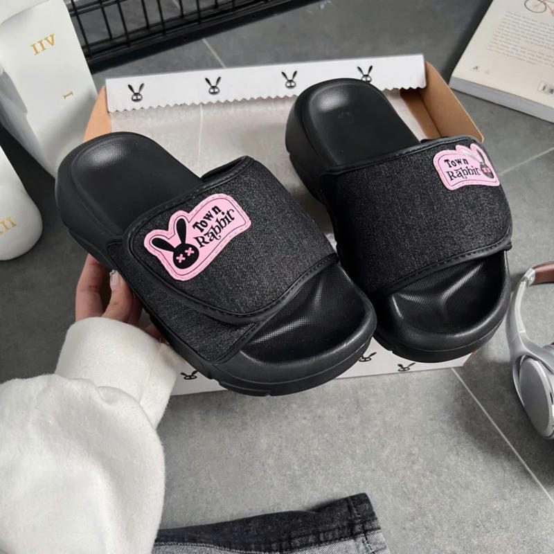 Dép Rabbit Lava denim basic đế cao 4,5cm , hack dáng tăng chiều cao - Kèm Hộp - BH 12th Nữ DéP Slipper Women Có Quai T06