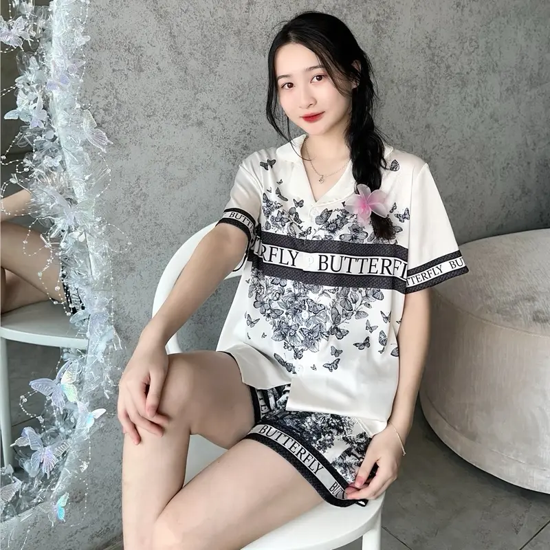 Pijama cánh Bướm Buterfly lụa Satin dành cho Nữ  - Cộc đùi Women 1