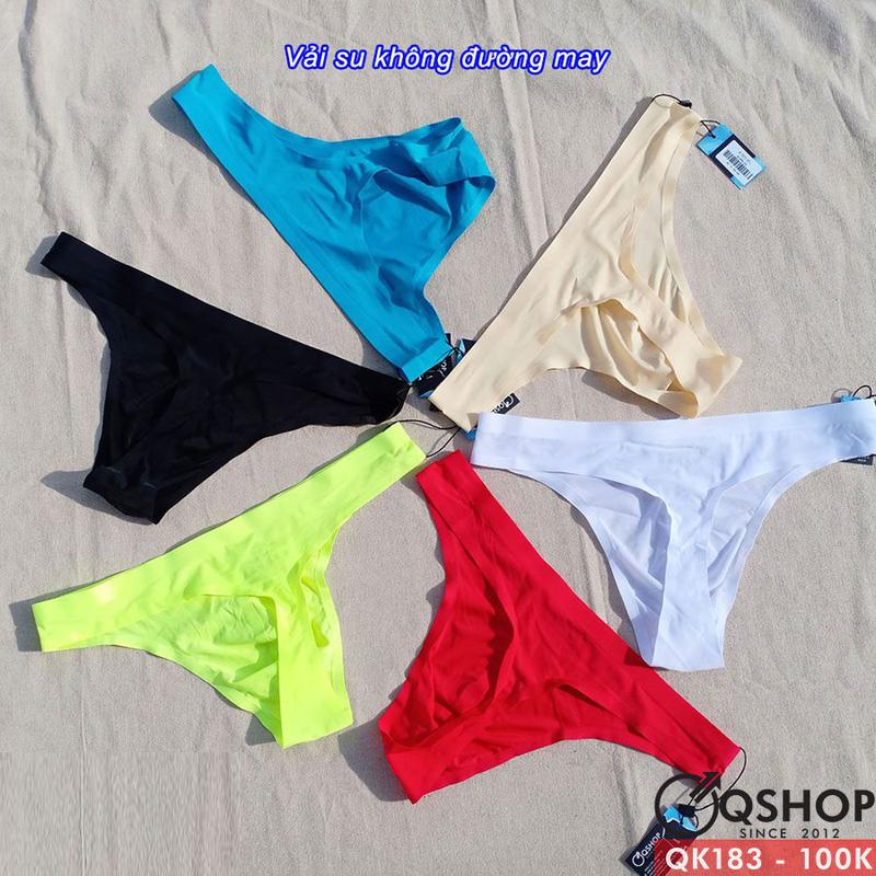 Quần lót nam lọt khe vải su lụa mềm mát có 6 màu trơn QK183