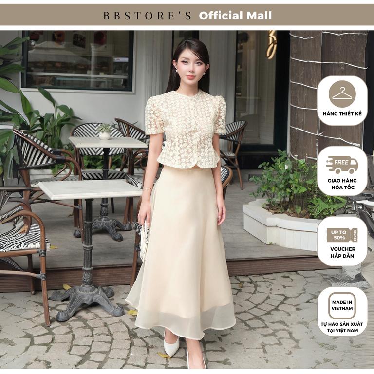 Set Dự Tiệc Áo Crop Hoa Cúc Chân Váy Voan Xòe Chất Organza BBSTORE'S - K4270T